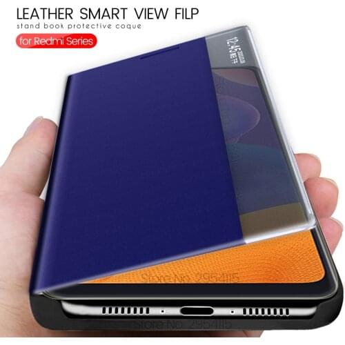 Covers on redmy note 9 s case smart view leather flip cases for xiaomi redmi note 9s 8 9 pro max 8t case stand book coque fundas