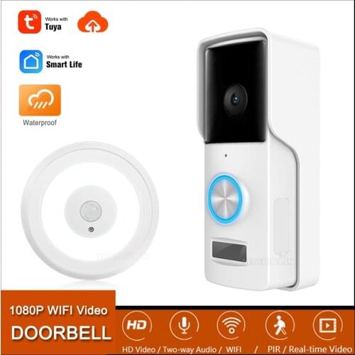 Tuya 1080P Video Intercom Wifi Doorbell 4800mah Built-in Battery Smart Home Doorbell Waterproof Alarm Camera Support AC12V-24V