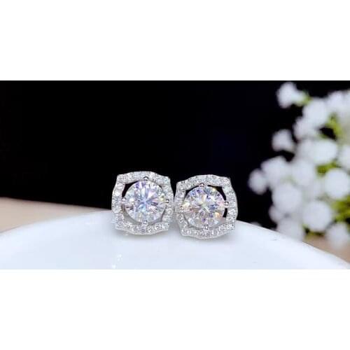 Exquisite square Moissanite stud earrings 6.5x6.5mm size shiny gem GRA certificate real 925 silver birthday gift