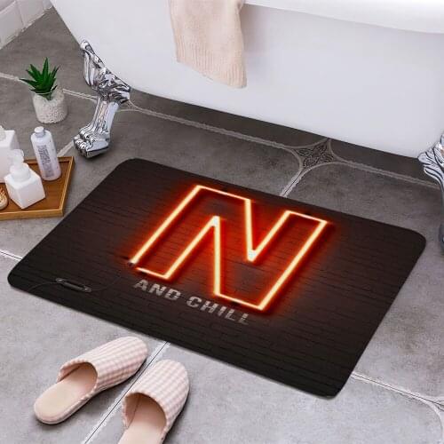 Netflix and Chill neon 3D Print Doormats Rectangle Non-Slip DoorMat Bedroom Kitchen Entrance Print Door rugs Dropshipping