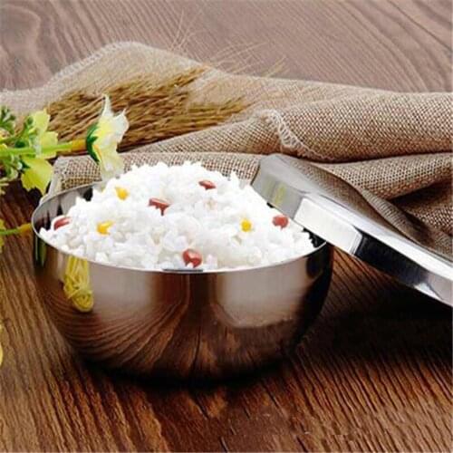 Kitchen Bowls Stainless Steel Anti-scald Isolation Food Rice Soup Bowls Noodle Thicken Instant Soup Eating Bowl