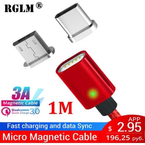 RGLM Magnetic Cable Micro usb Type C Super Fast Charging Phone Microusb Type-C Magnet Charger usb c For iphone huawei xiaomi