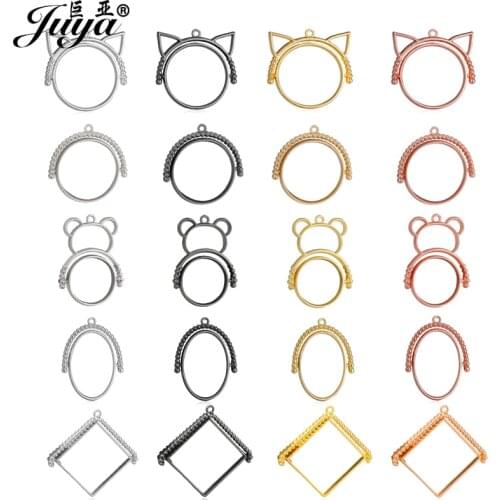JUYA Metal Epoxy Resin Molds Geometric Pendant Charms Bezel For DIY Jewelry Making Rotatable Blank Settings Accessories Supplies