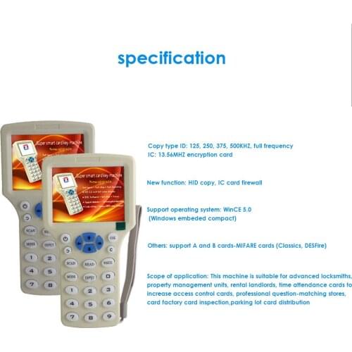 Multi-function 13.5 Khz Frequency RFID Reader Writer Copier Duplicator IC/ID 125Khz 13.56Mhz Cards LCD Screen Duplicator