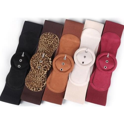 Fashion Womens Suede Elastic Belt Down Jacket Wide Belt all-Matching Ladies Dress Pin Buckle Belts Bow Buckle Soft Waistband