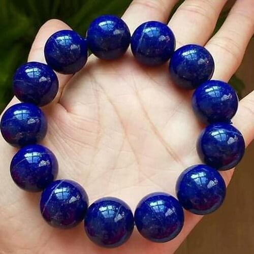 18mm Genuine Natural Royal Blue Lapis Lazuli Gemstone Round Beads Bracelet For Woman Man Healing Stone New Arrival Gift AAAAAA
