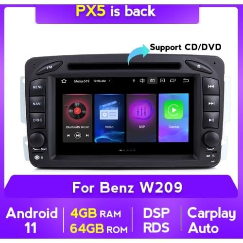 NEW! 7inch Android 11 4G 64G GPS Navigation Car dvd player For Mercedes Benz CLK W209 W203 W463 carplay BT DSP RDS 4G WIFI
