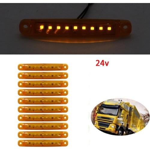 New 9 LED yellow 24v 10pcs Truck Trailer Pickup Side Marker Indicators Light Warning Rear Light