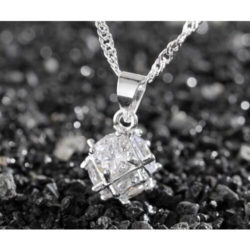 Crown Pattern Romantic Purple Cubic Zirconia Pendant Necklace Valentine 's Day Gift D006