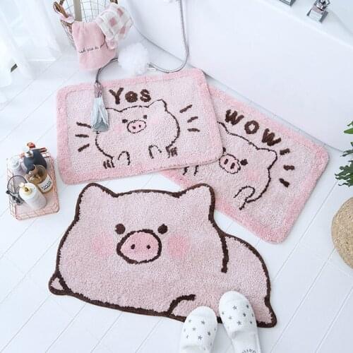 Cartoon Animal Pig Door Mat Tiger Non-slip Carpet Soft Mat Cute Home Bathroom Balcony Doorway Hallway Mat Absorbent