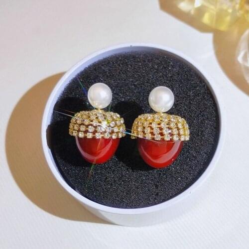 Cute Cherry Rhinestone Mosaic Dangle Earring For Women Gorgeous Flower Snowflake Crystal Drop Earring Piercing Jewelry