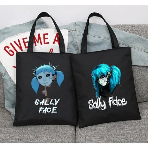 Fashion handbag Sally Face Print Regular Harajuku Woven handbag Girls' Fun Female bag Nice canvas bag