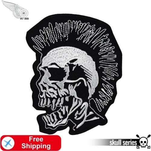 Skull Punk Small Size Embroidery Music Rock Iron on Patches for Clothes Applique Garment Bags Motorcycle Biker Rider Stickers