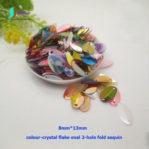 Weight 500g/pack 8*13mm Mini Oval Folded Colorful Sew Craft PVC Glossy Sequin Kids DIY Women Garment Accessory Decorate Jewelry