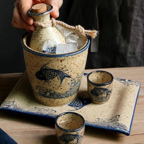 Vintage Cute Round Simple Sake Cups Set Wine Stopper Creative Mens Gift Set Luxury Design Canecas Wine Bar Decoration Ec50jj