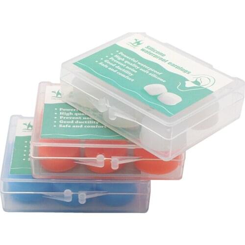 12Pcs/2box Anti-noise Earplugs Waterproof Silicone Soft Water Sports Earplugs Showering Protective Ear Plugs Swimming Earmuffs
