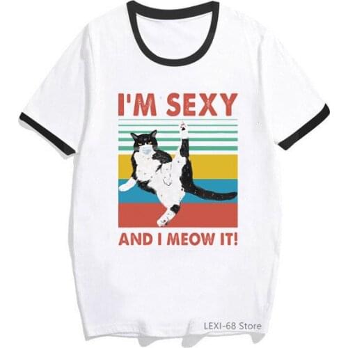 I am sexy and i meow it cat print graphic tshirts women Pew Pew Madafakas t shirt female summer tops tee shirt femme streetwear