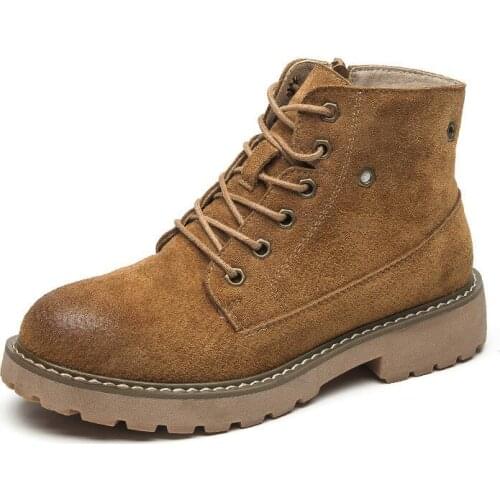 2017 Winter Shoes Women Ankle Boots Genuine Leather Round Toe Boots Women Motocross Boots Platform Boots Botas Femininas