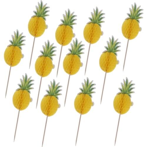12pcs Pineapple Cupcake Cupcake Topper Luau Anniversary Hawaii Party Decoration