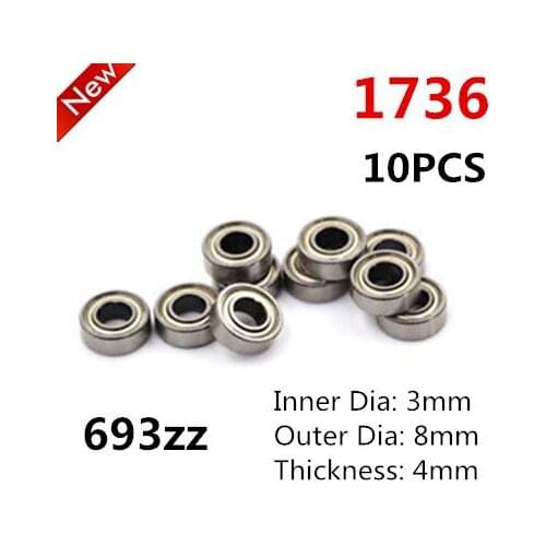 3*8*4mm Small Double Shielded Miniature Metal Steel Bearing 10pcs 693ZZ Miniature Ball Bearings