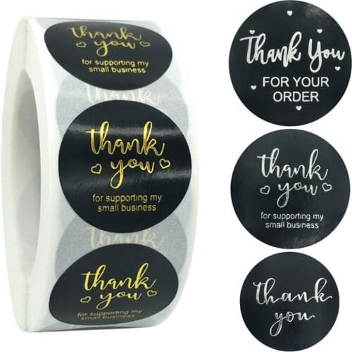500pcs*4/set Round Labels Handmade Kraft Paper Black Packaging Sticker Candy Bag Gift Box Packing Wedding Party Thanks Sticker