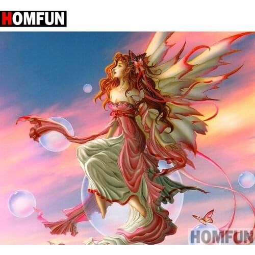 HOMFUN Full Square/Round Drill 5D DIY Diamond Painting "butterfly fairy" Embroidery Cross Stitch 5D Home Decor Gift A15662