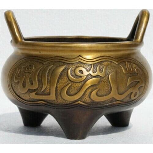 11cm Ancient Tibetan Buddhism brass Old bronze incense burner Censer