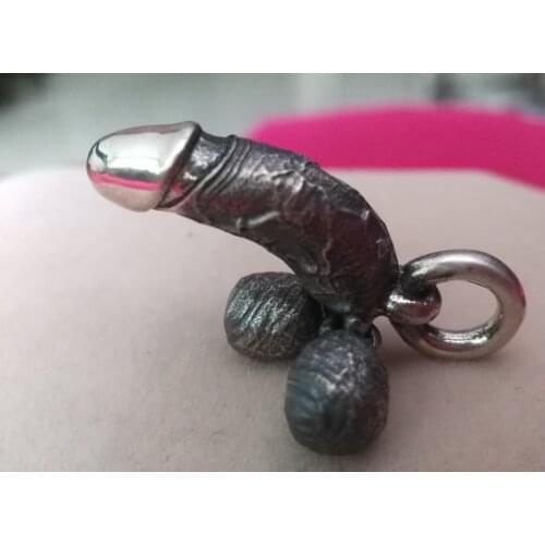 Solid 925 sterling Silver artisan Handmade collection product PENIS charm tag decoration pendant bracelet keychain pendant A1847