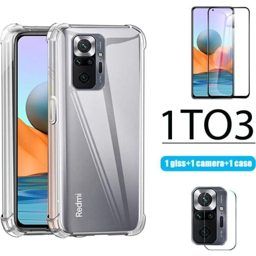 For xiao redmi note 10 note10 pro note10pro case lens film screen protectors glas readmi note 10 pro case clear silicone cover