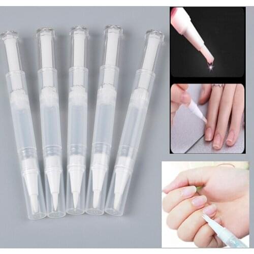 5pcs 3ml Travel Empty Twist Pen With Brush Cosmetic Container Nail Oil Lip Balm