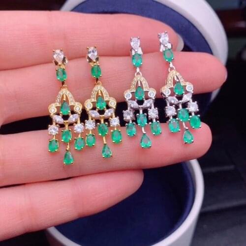 Emerald Earring Natural And Real Emerald Earring 925 sterling silver Fine jewelry For men women