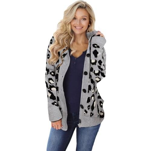 LOVELYFOX NEW Rogi Cardigan Women Sweater 2020 Fashion Aztec Long Sleeve Button-up Hooded Leopard Print Cardigans LADY Shirt