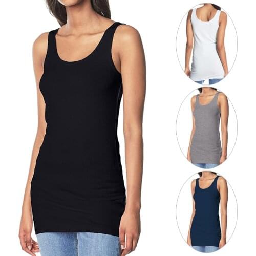 100% Cotton Fitness Camisole 2021 Summer Women Solid Mid-Length Singlet Loose Casual Sports Tanks Vest Top Sleeveless T-shirts