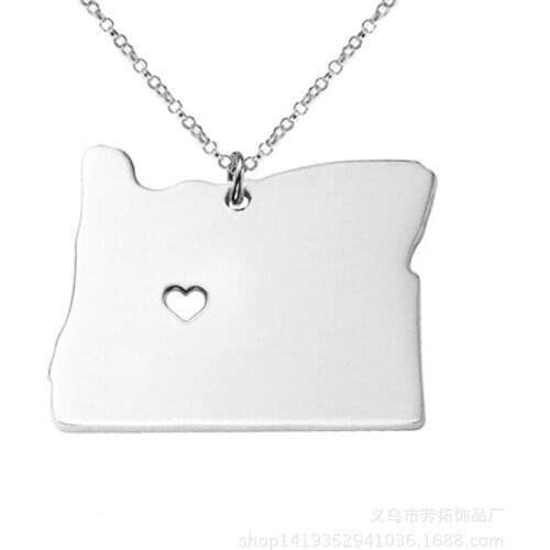 Fashion Trends Hot Jewelry Map Of Oregon USA Necklace Electroplated Stainless Steel Pendant