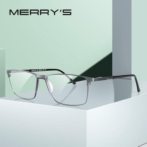 MERRYS Men Titanium Alloy Glasses Frame Male Square Business Style Ultralight Eye Myopia Prescription Eyeglasses S2170