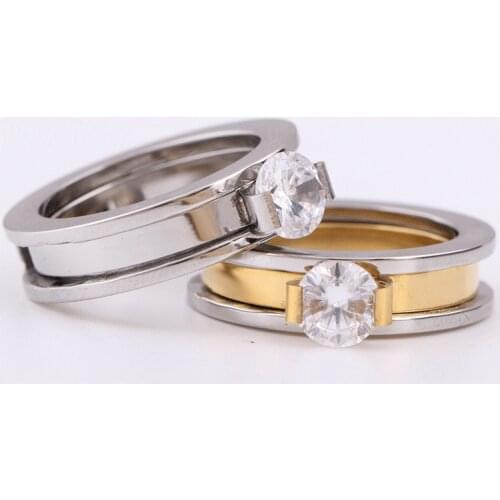 Women And Man Stainless Steel Rings Set Two Rings in One Ring