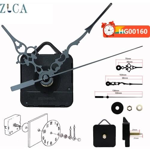 1 Set Quartz DIY Wall Clock Movement Accessories Clockwork Repair Parts Kits Mechanism Black Long Spindle Replacement Clock Set