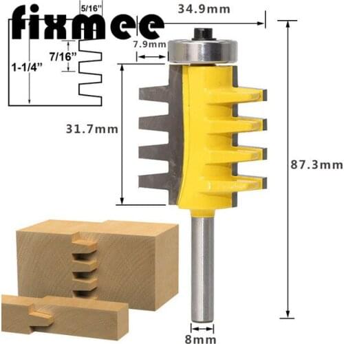 8mm Shank Rail Reversible Finger Joint Glue Router Bit Tenon Woodwork T Groove Milling Cutter DIY Woodworking Milling Cutter