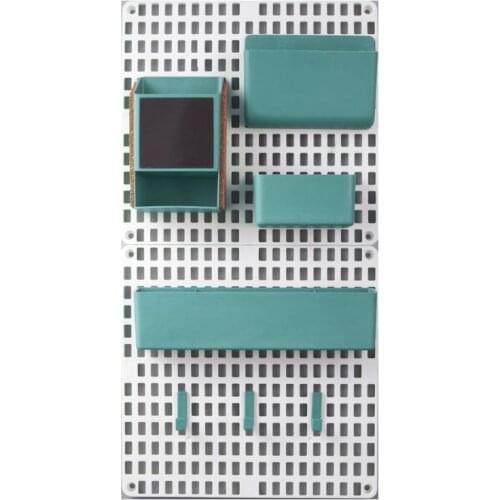 Wall Mount Pegboard Combination Home Kitchen Storage Shelving Organizer No Punching Peg Board Rack -Green