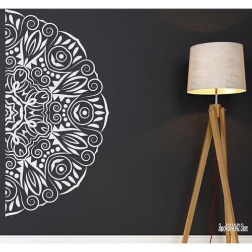 Half Mandala Wall Decal Headboard Master Home Bedroom Wall Stickers Removable Boho Hippie Bohemian Living Room Decor C59