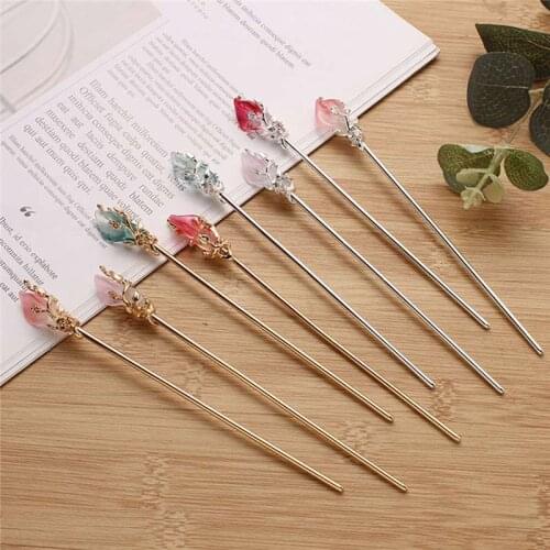 Hanfu Hair Stick Vintage Chinese Style Clip Accessories Jewelry Hair Chopsticks Hairpin Woman Fork Hair Women Metal Glaze Hair