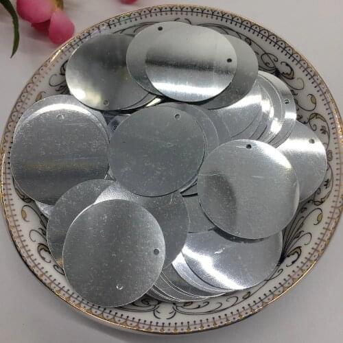 60g 60mm Large Silver Round Sequins 60mm PVC Flat Sequins Decoration 2 Side Holes For Clothing Crafts DIY Accessory Sequins