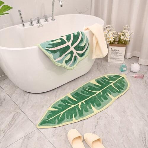 Carpet Scandinavian Anti-Slip Mats Leaf Shape Bathroom Water-Absorbent Foot Mats Toilet Doorway Home Bedroom Kitchen Upholstery