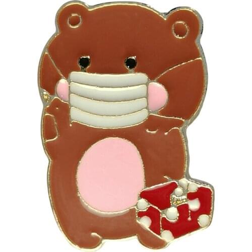 RSHCZY Animal Enamel Pin Custom Alloy Badge Cartoon Brown Bear Brooch For Backpacks Coat Jewelry Gift Scarf Buckle