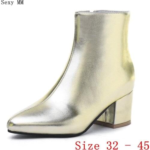 Spring Autumn Women High Heel Ankle Boots Booties Square High Heels Shoes Woman Short Boots Plus Size 32 33 - 40 41 42 43 44 45