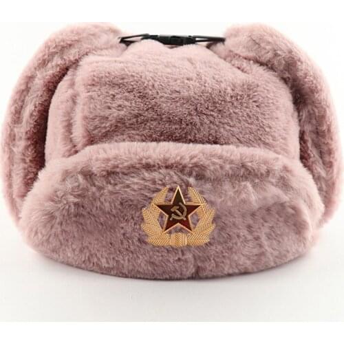 2020Fashion winter warm hat Soviet badge hat windproof waterproof men and women outdoor hat thick earmuffs warm hats bonnets