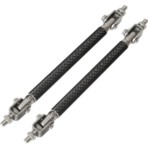 Aluminum Alloy + Carbon Fiber Front Bumper Lip Splitter Strut Rod Tie Support Bars 150mm / 5.9in