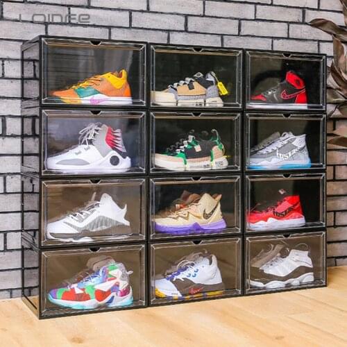 Clear Thicken Shoe Box Transparent Storage Shoe Boxes Dustproof Shoes Organizer Combination Shoe Cabinet 8.6 X 11.4 X 14.17 Inch