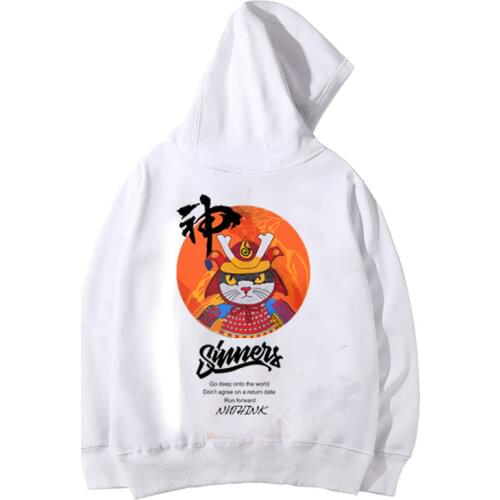 Japanese Ukiyo Cat Hoodies Print cotton Mens Sweatshirts Hip Hop Pullover Hoodie Streetwear Male Harajuku Hoodie drop shipping