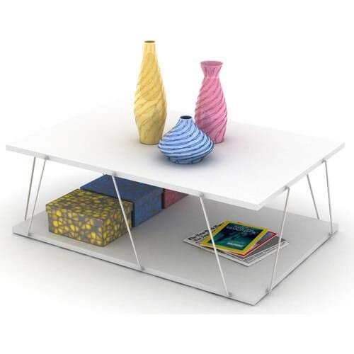 Rafevi Tars Coffee Table (White-Chrome)